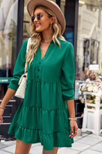 Load image into Gallery viewer, Decorative Button Johnny Collar Tiered Dress