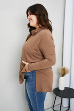 Load image into Gallery viewer, Zenana Full Size Slit High-Low Funnel Neck Top in Mocha