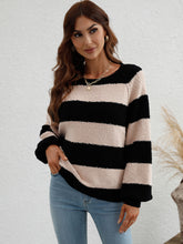 Load image into Gallery viewer, Striped Raglan Sleeve Ribbed Trim Knit Top