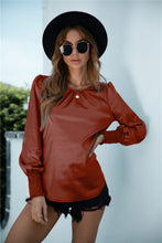 Load image into Gallery viewer, Ruched Round Neck Keyhole Back Blouse