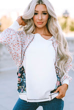 Load image into Gallery viewer, Floral Balloon Sleeve Round Neck Top