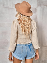 Load image into Gallery viewer, Swiss Dot Smocked Frill Trim Top