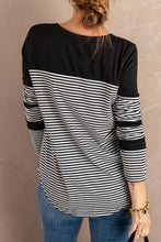 Load image into Gallery viewer, Striped Contrast Round Neck Long Sleeve Top