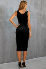 Load image into Gallery viewer, Square Neck Sleeveless Split Velvet Dress