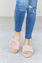 Load image into Gallery viewer, Qupid Feeling Good Faux Fur Platform Slide Sandals in Blush