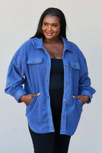 Load image into Gallery viewer, Heimish Full Size Button-Up Shirt Jacket in Denim Blue
