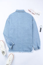 Load image into Gallery viewer, Pearl Detail Frayed Hem Denim Jacket
