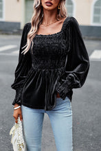 Load image into Gallery viewer, Smocked Square Neck Long Sleeve Blouse