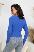Load image into Gallery viewer, Ribbed Crisscross Cutout Knit Pullover