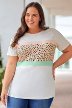 Load image into Gallery viewer, Plus Size Printed Contrast Round Neck Tee Shirt
