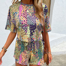 Load image into Gallery viewer, Printed Round Neck Dropped Shoulder Half Sleeve Top and Shorts Set