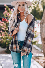 Load image into Gallery viewer, Plaid Side Slit Curved Hem Shirt