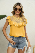 Load image into Gallery viewer, Spliced Lace Ruffled Blouse