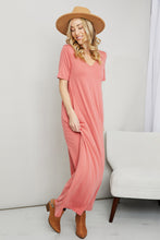 Load image into Gallery viewer, Zenana Full Size Short Sleeve V-Neck T-Shirt Dress with Pockets