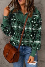 Load image into Gallery viewer, Geometric Print Quarter-Zipper Sweater