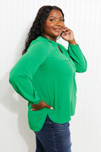 Load image into Gallery viewer, Doe & Rae Making Memories Full Size Pleated Balloon Sleeve Blouse