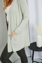 Load image into Gallery viewer, Zenana Sunday Morning Full Size Open Cardigan with Pockets in Sage