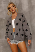 Load image into Gallery viewer, Polka Dot Open Front Dropped Shoulder Cardigan