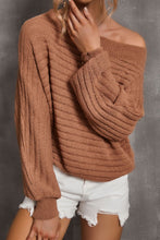 Load image into Gallery viewer, Horizontal Ribbing Off-Shoulder Sweater