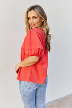 Load image into Gallery viewer, Petal Dew Sweet Innocence Full Size Puff Short Sleeve Top In Tomato