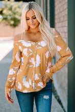 Load image into Gallery viewer, Floral Cold-Shoulder Long Sleeve Top