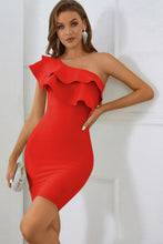 Load image into Gallery viewer, Ruffled One-Shoulder Bodycon Dress
