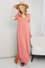 Load image into Gallery viewer, Zenana Full Size Short Sleeve V-Neck T-Shirt Dress with Pockets