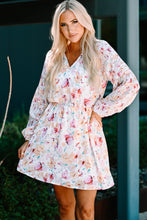 Load image into Gallery viewer, Floral Bubble Sleeve V-Neck Dress