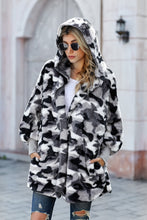 Load image into Gallery viewer, Fleece Hooded Open Front Jacket with Pockets