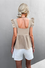 Load image into Gallery viewer, Flutter Sleeve Square Neck Peplum Top