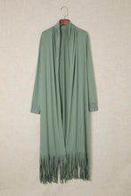 Load image into Gallery viewer, Fringe Hem Open Front Thumbhole Sleeve Duster Cardigan