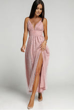 Load image into Gallery viewer, Sequin Split Spaghetti Strap Plunge Dress