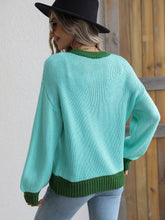 Load image into Gallery viewer, Contrast Dropped Shoulder Ribbed Trim Sweater DIBS 079