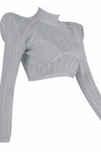 Load image into Gallery viewer, Padded Shoulder Strip Detail Crop Top