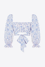 Load image into Gallery viewer, Printed Long Flounce Sleeve Cropped Blouse