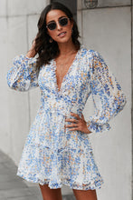 Load image into Gallery viewer, Floral Frill Trim Plunge Flounce Sleeve Dress