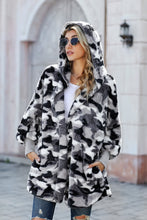 Load image into Gallery viewer, Fleece Hooded Open Front Jacket with Pockets