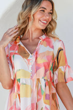 Load image into Gallery viewer, Tie Neck Flounce Sleeve Mini Dress