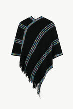 Load image into Gallery viewer, Colorful Stripe V-Neck Asymmetrical Fringe Hem Poncho