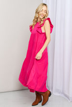 Load image into Gallery viewer, Zenana Flutter Sleeve Tiered Dress in Hot Pink
