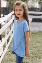 Load image into Gallery viewer, Girls Buttoned Tulip Hem T-Shirt