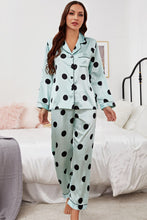Load image into Gallery viewer, Satin Button-Up Lapel Collar Top and Pants Pajama Set