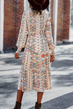 Load image into Gallery viewer, Patchwork Smocked Puff Sleeve Tiered Midi Dress