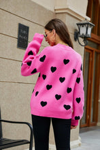 Load image into Gallery viewer, Heart Pattern Lantern Sleeve Sweater