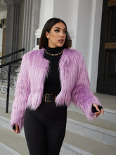 Load image into Gallery viewer, Open Front Faux Fur Cropped Jacket