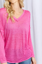 Load image into Gallery viewer, Zenana V-Neck Dropped Shoulder Slit Top in Hot Pink