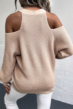 Load image into Gallery viewer, Cold-Shoulder Button-Up Rib-Knit Cardigan