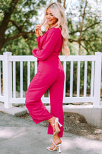 Load image into Gallery viewer, Belted V-Neck Wide Leg Jumpsuit