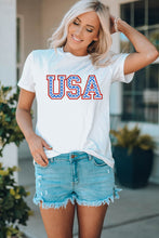 Load image into Gallery viewer, USA Graphic Embroidered Round Neck T-Shirt
