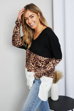 Load image into Gallery viewer, Culture Code Leopard Color Block Slit Tunic Top